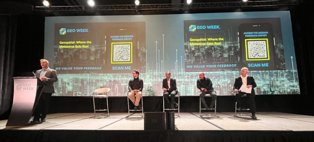 Panelists at WGIC’s ”Geospatial: Where the Metaverse Gets Real” session at Geo Week 2024