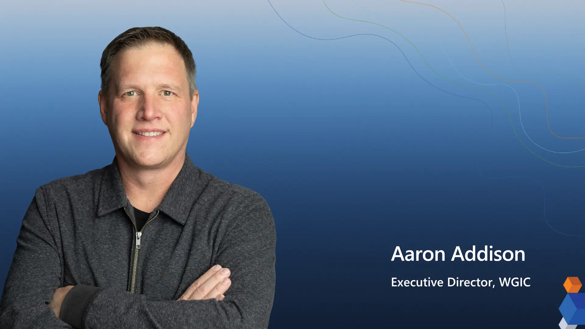 Aaron Addison, Executive Director of WGIC, speaking on opening new markets and accelerating business development in the geospatial industry