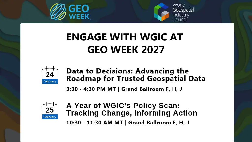 WGIC at Geo Week 2027 in Salt Lake City